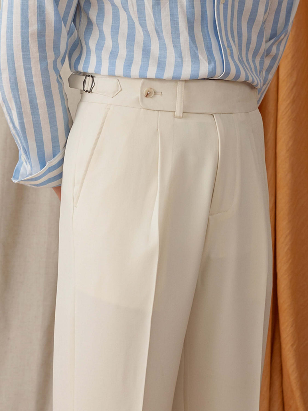 Casualowe spodnie męskie w starym stylu, z wygodnym wysokim stanem zapewniającym elegancki wygląd