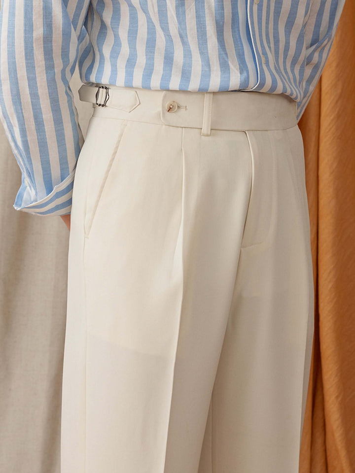 Casualowe spodnie męskie w starym stylu, z wygodnym wysokim stanem zapewniającym elegancki wygląd