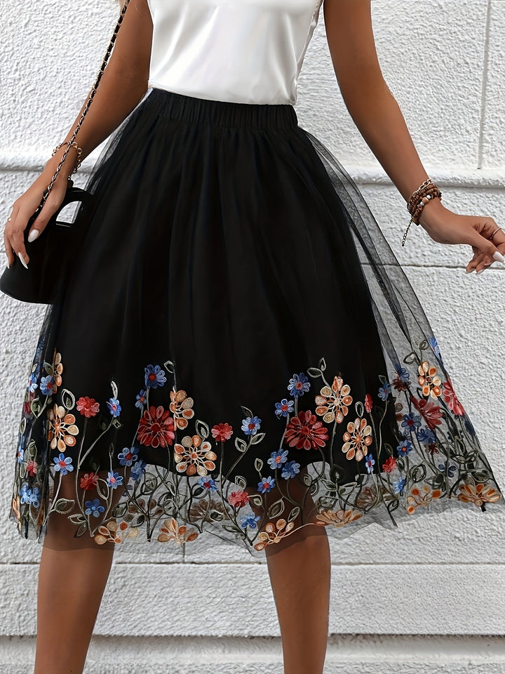Dames Midi Rok met Bloemenprint - Reeva