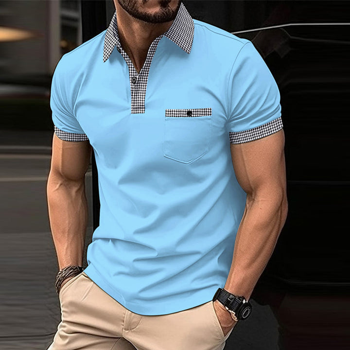 Serenzo - Stylowa koszulka polo dla mężczyzn z modnym wzorem w kratkę