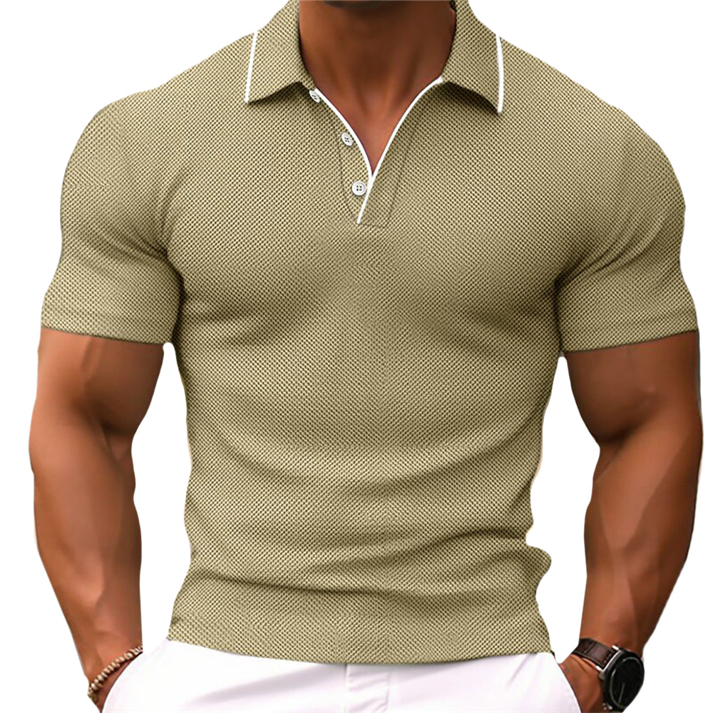 Elegancka męska koszulka polo slim fit ze stylową plisą guzikową