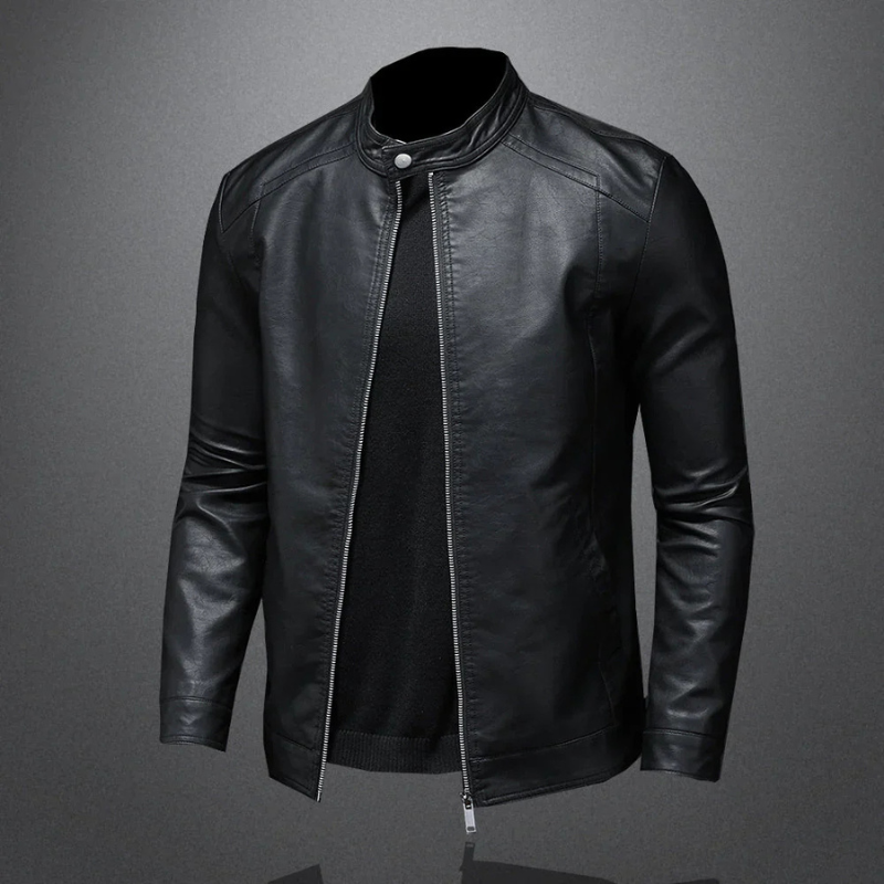 Stylowa wodoodporna czarna kurtka męska typu biker | slim fit, idealna do noszenia na co dzień