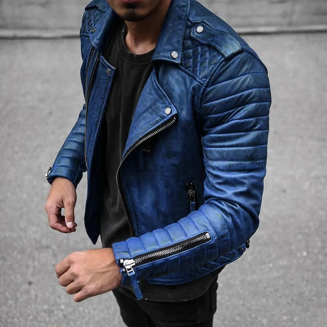 Elegancka męska kurtka biker premium - wodoodporna i stylowa