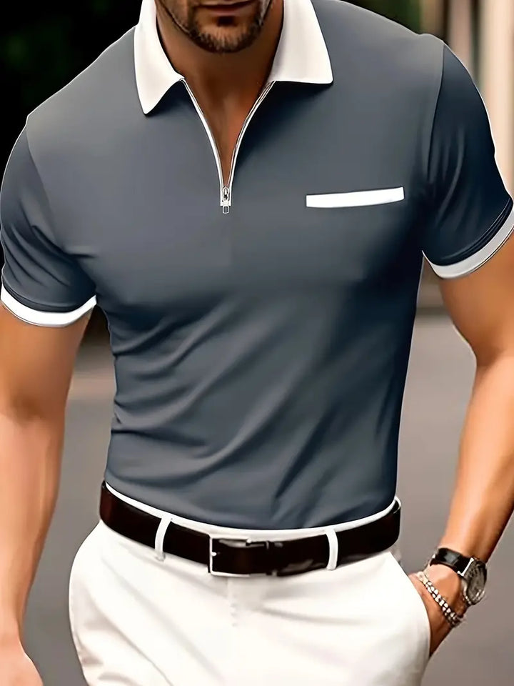 Męska koszulka golfowa z oddychającym dekoltem V dla optymalnego komfortu