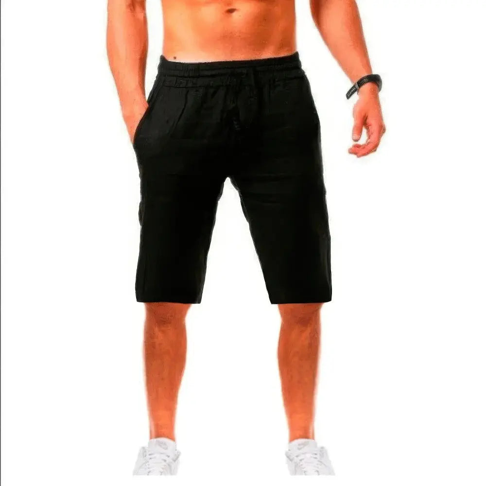 Męskie lniane spodenki fitness - Komfortowe i wygodne spodenki treningowe