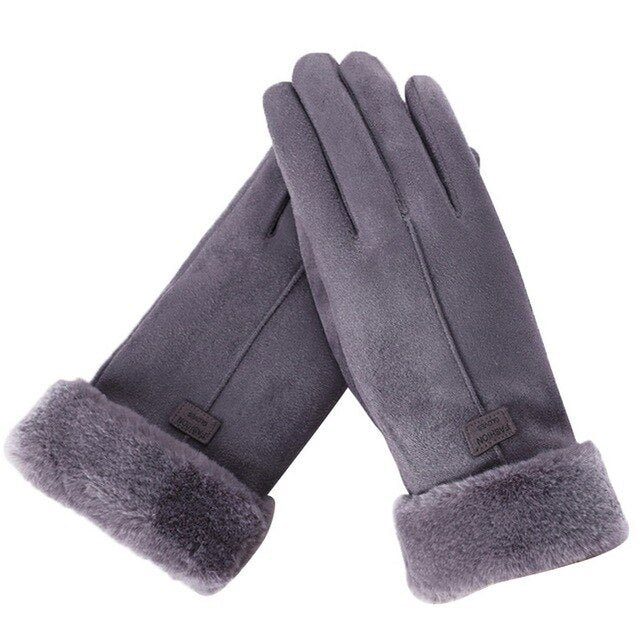 Gants d'hiver en daim avec poignets en fourrure pour une chaleur et un style élégants