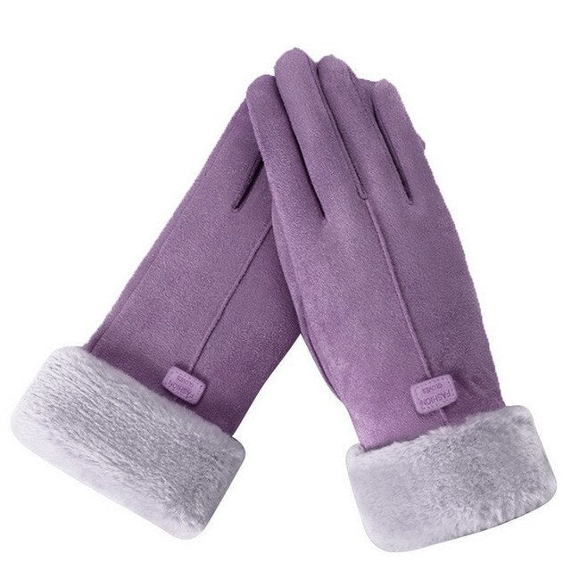 Gants d'hiver en daim avec poignets en fourrure pour une chaleur et un style élégants