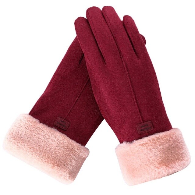 Gants d'hiver en daim avec poignets en fourrure pour une chaleur et un style élégants