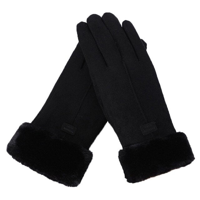 Gants d'hiver en daim avec poignets en fourrure pour une chaleur et un style élégants