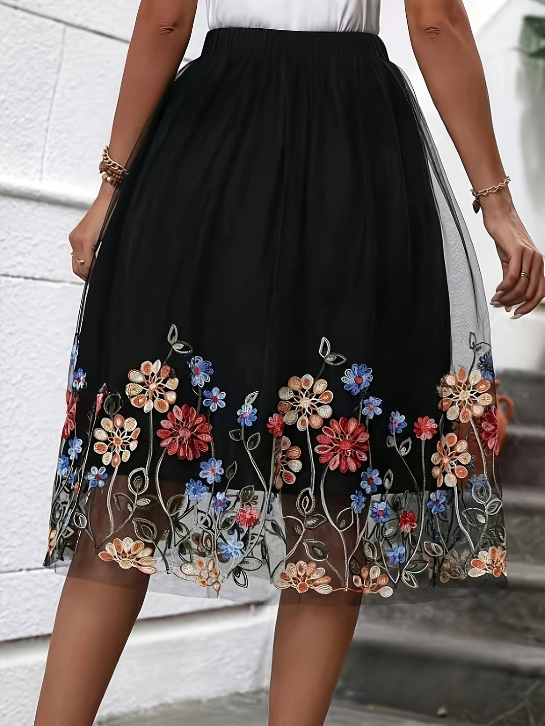 Dames Midi Rok met Bloemenprint - Reeva