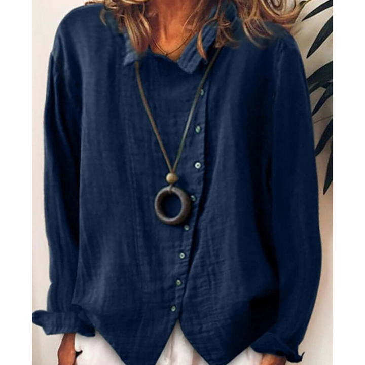 Damska luźna koszula z długim rękawem zapinana na guziki - wygoda i styl w swobodnym stylu