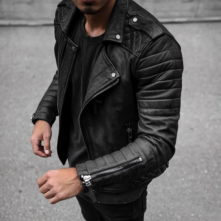 Elegancka męska kurtka biker premium - wodoodporna i stylowa