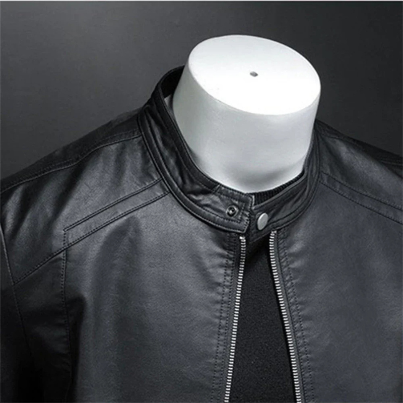 Stylowa wodoodporna czarna kurtka męska typu biker | slim fit, idealna do noszenia na co dzień