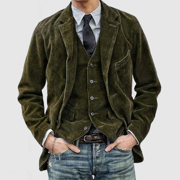 Elegancka męska kurtka sztruksowa z praktycznymi kieszeniami z przodu