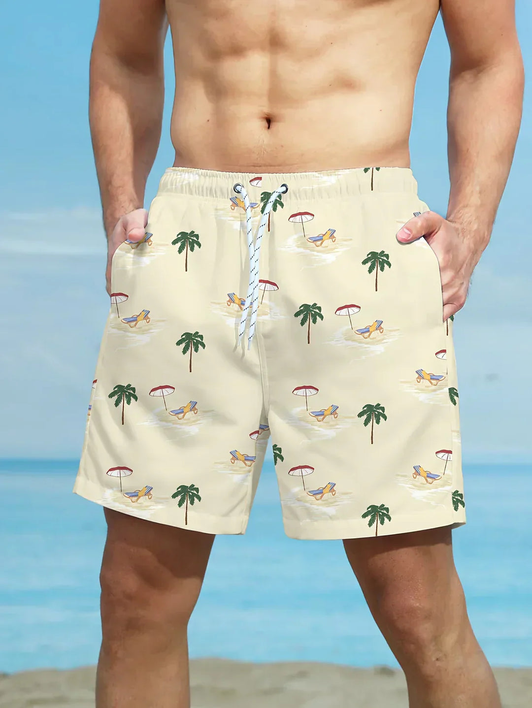 Eleganckie szorty plażowe z modnym palmpatroonem - Ivan