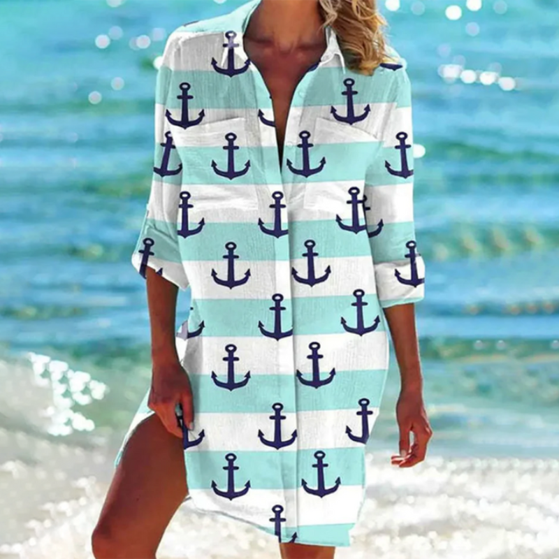 Stylowa wielokolorowa letnia koszula plażowa dla kobiet | mini design