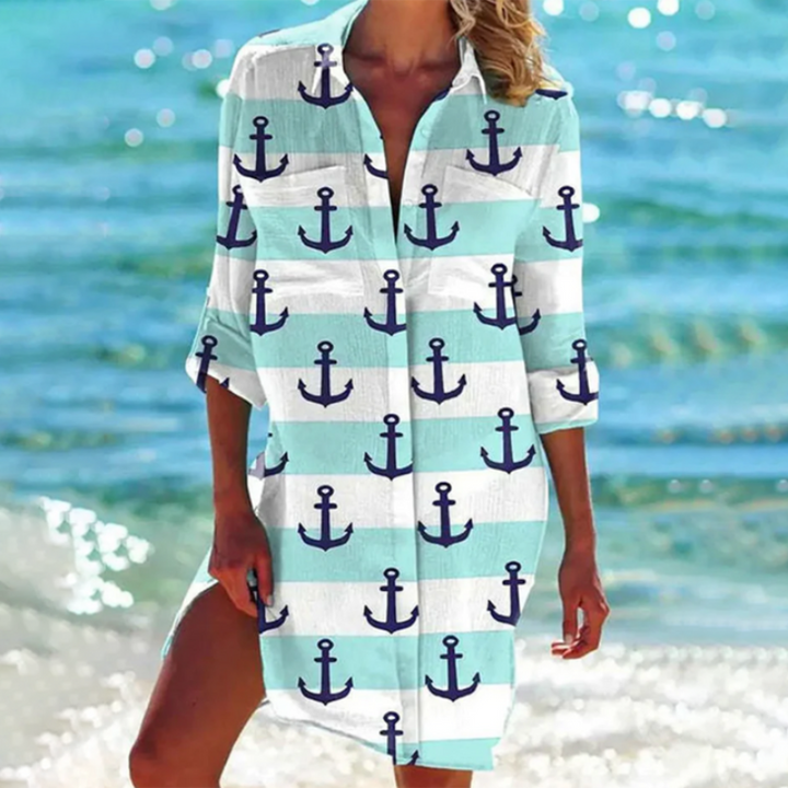Stylowa wielokolorowa letnia koszula plażowa dla kobiet | mini design