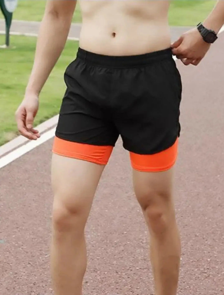 Męskie spodnie fitness 2 w 1 z praktycznymi kieszeniami - Lekkie i wygodne legginsy sportowe do aktywnego treningu | VIQA