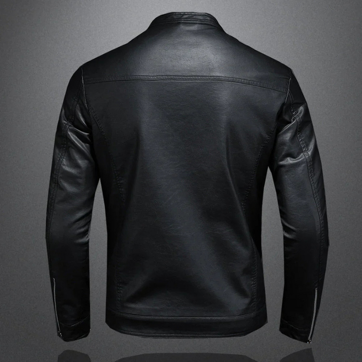 Stylowa wodoodporna czarna kurtka męska typu biker | slim fit, idealna do noszenia na co dzień