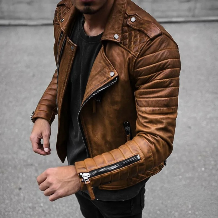Elegancka męska kurtka biker premium - wodoodporna i stylowa