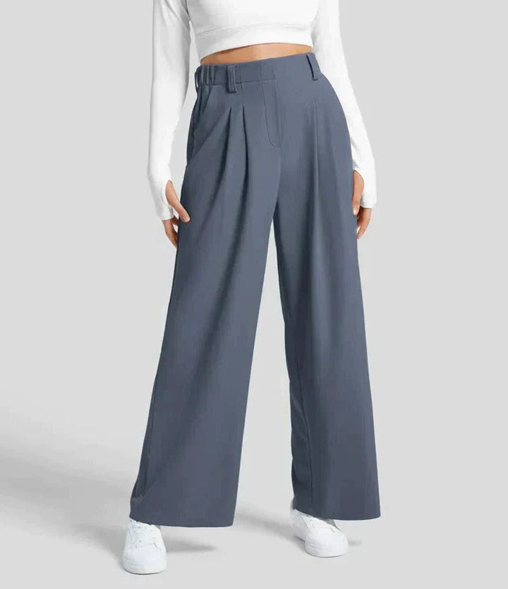 Eleganckie damskie spodnie biurowe z wysokim stanem zapewniające stylowy biznesowy wygląd