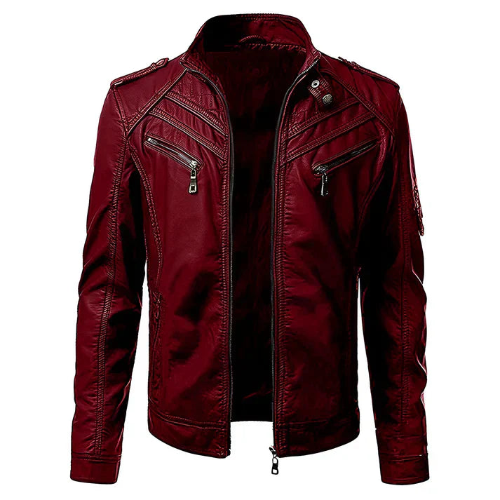 Stylowa męska kurtka biker premium z wieloma kieszeniami zapewniająca pewny siebie wygląd