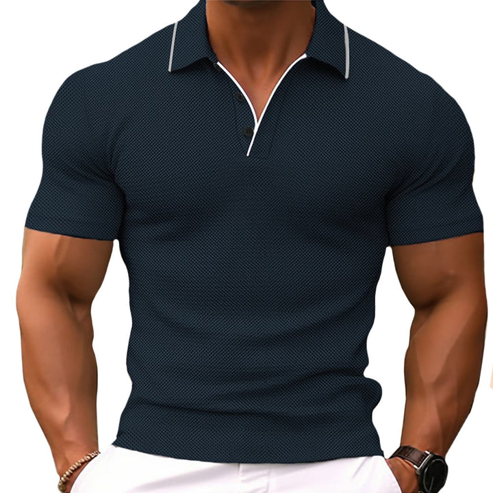 Elegancka męska koszulka polo slim fit ze stylową plisą guzikową