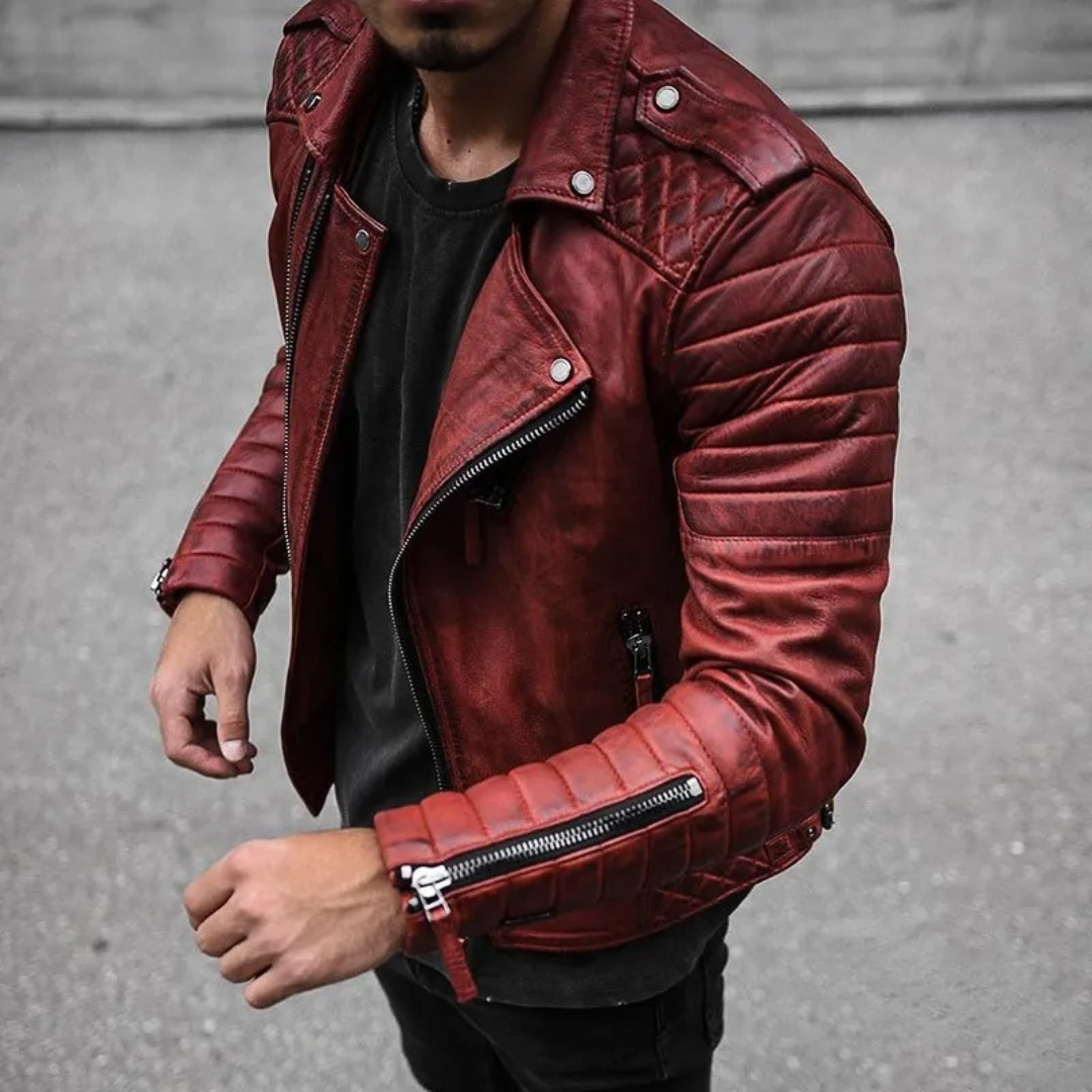 Elegancka męska kurtka biker premium - wodoodporna i stylowa