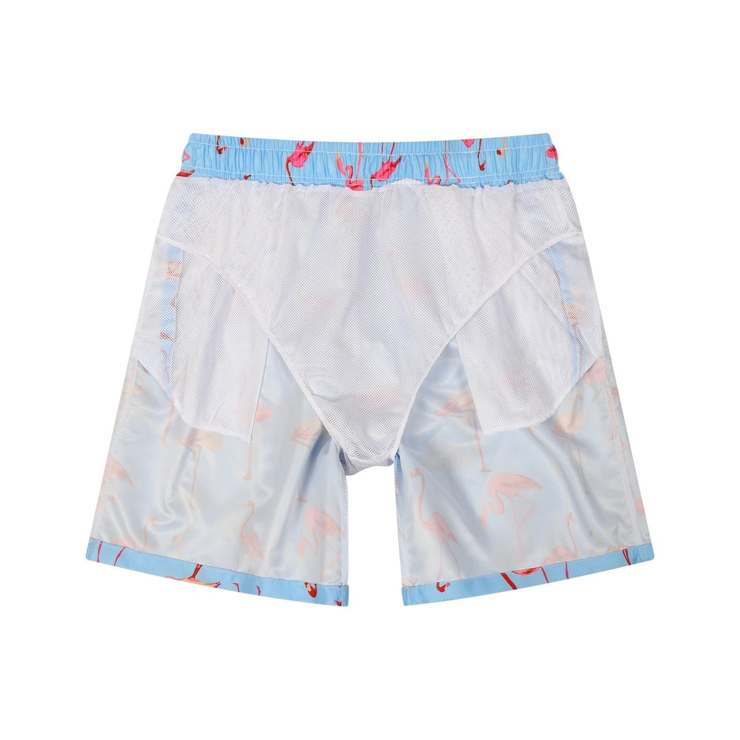 Stijlvolle lichtblauwe zwemshort met trendy vogelprint - Hayden