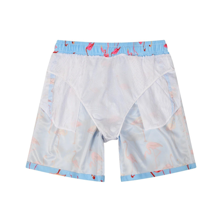 Stijlvolle lichtblauwe zwemshort met trendy vogelprint - Hayden