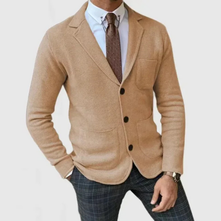 Elegancka marynarka męska slim fit z dzianiny o nowoczesnym wyglądzie