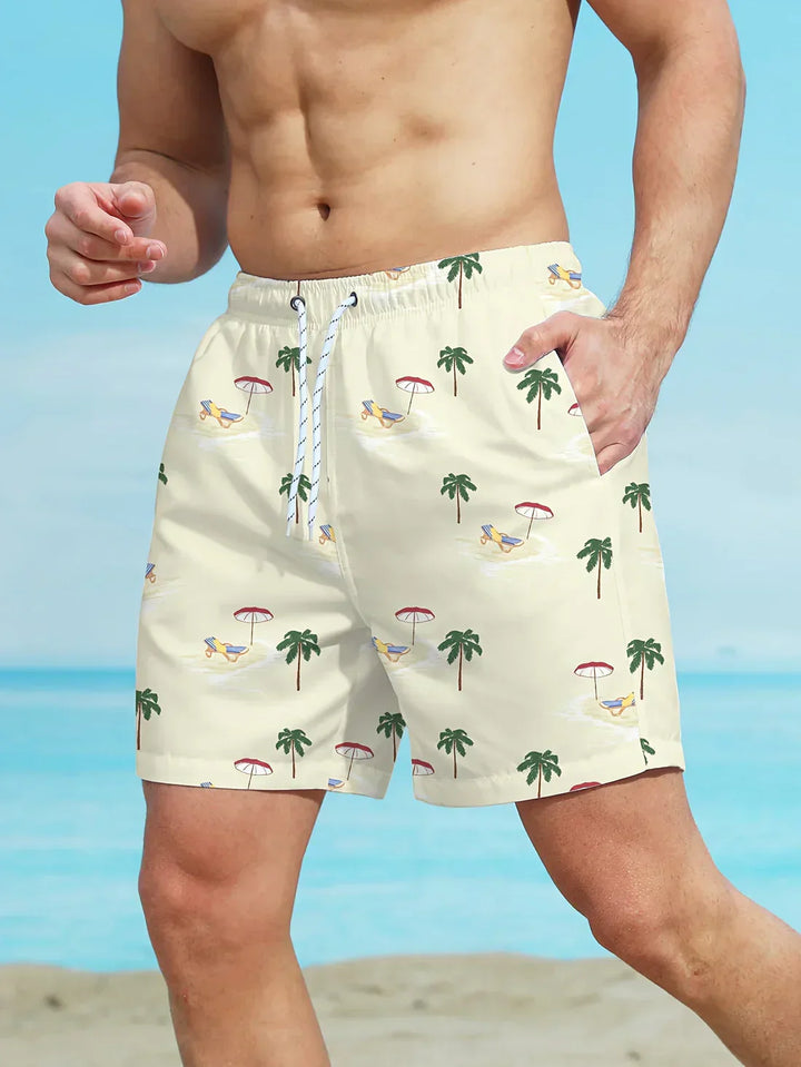 Eleganckie szorty plażowe z modnym palmpatroonem - Ivan