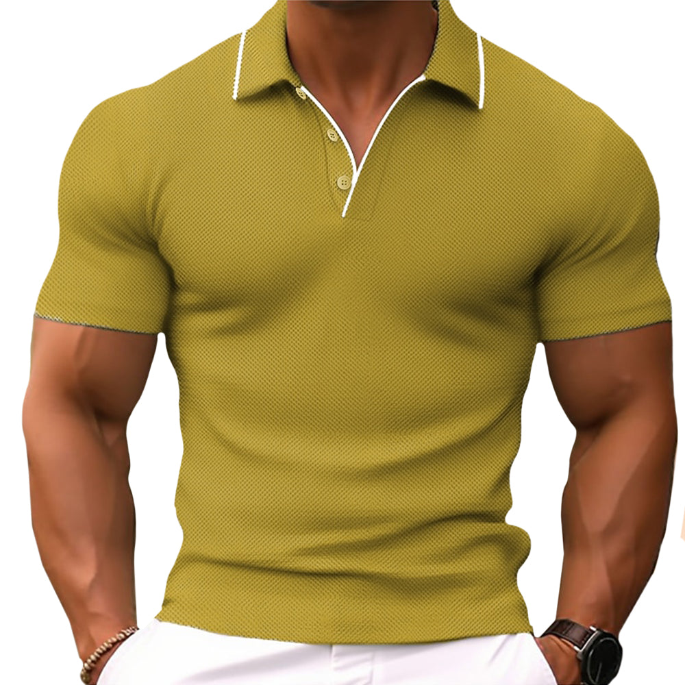 Elegancka męska koszulka polo slim fit ze stylową plisą guzikową