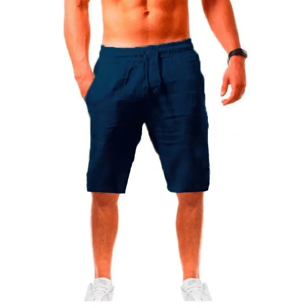 Męskie lniane spodenki fitness - Komfortowe i wygodne spodenki treningowe
