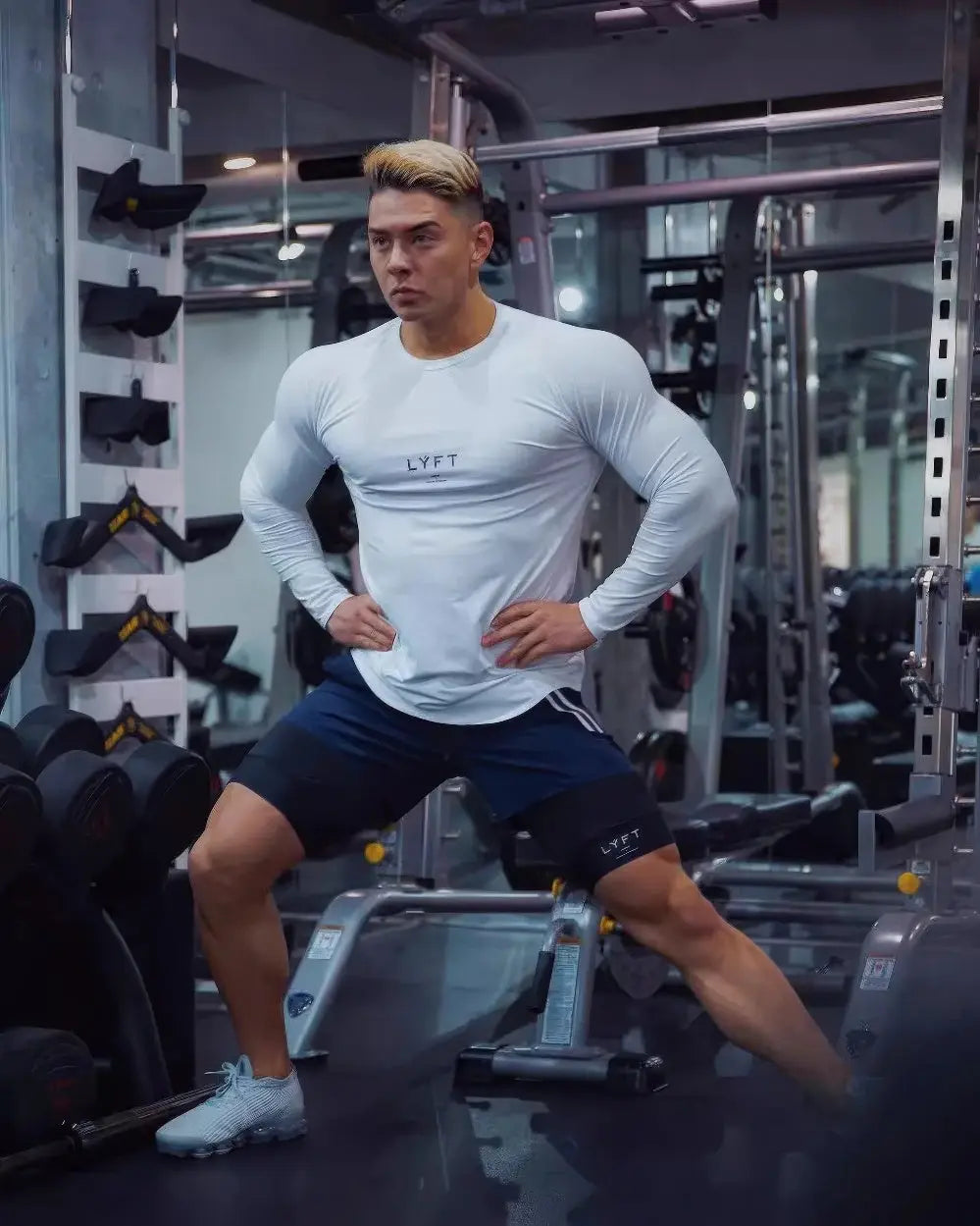 Męskie krótkie spodenki z podwójną warstwą do treningu fitness