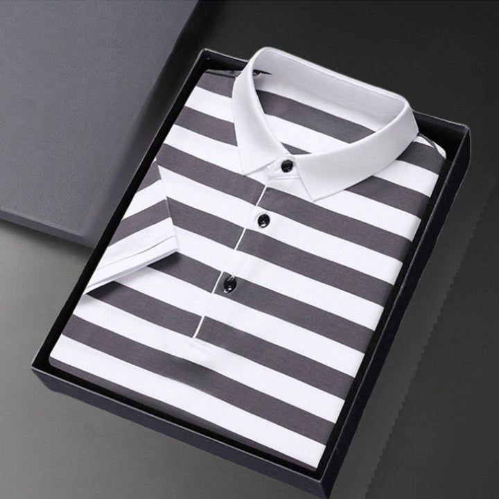 Elegancka męska koszulka polo w ponadczasowe paski