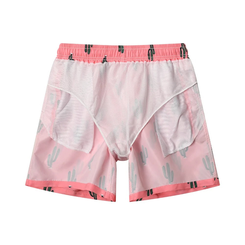 Stijlvolle roze zwemshort met trendy cactusprint - Brayden