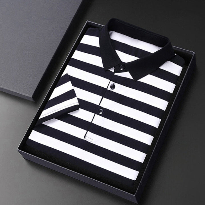 Elegancka męska koszulka polo w ponadczasowe paski