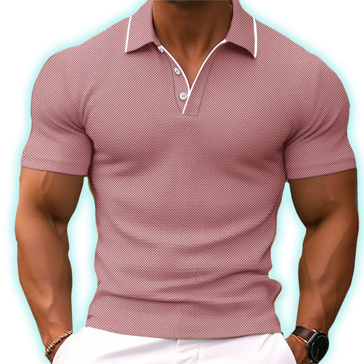 Elegancka męska koszulka polo slim fit ze stylową plisą guzikową