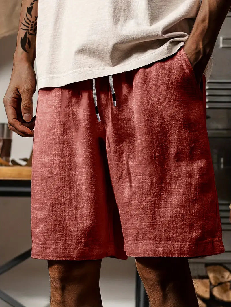 Wygodne męskie szorty letnie ze sznurkiem ściągającym i przyjemnie miękką fakturą