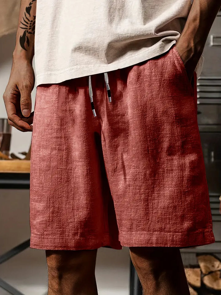 Wygodne męskie szorty letnie ze sznurkiem ściągającym i przyjemnie miękką fakturą