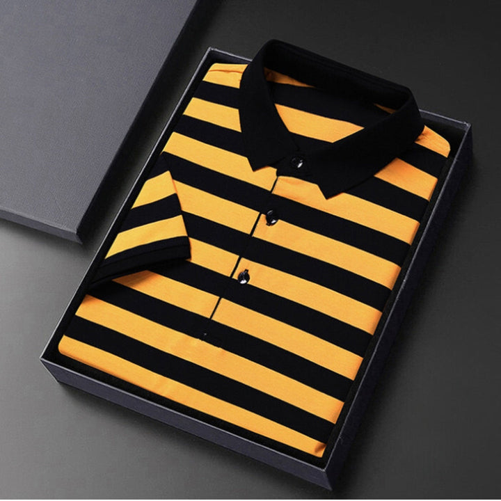 Elegancka męska koszulka polo w ponadczasowe paski
