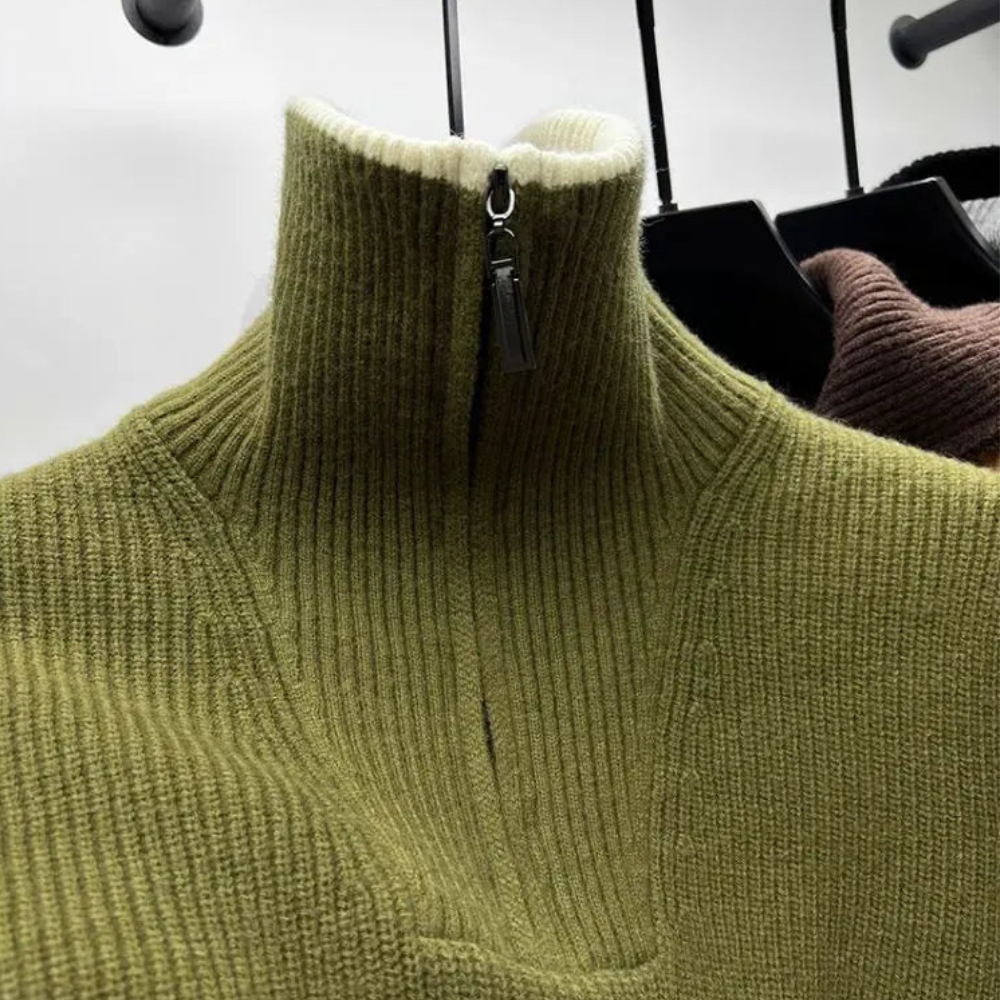 Damski sweter ze stójką i zamkiem błyskawicznym - Modny i wygodny