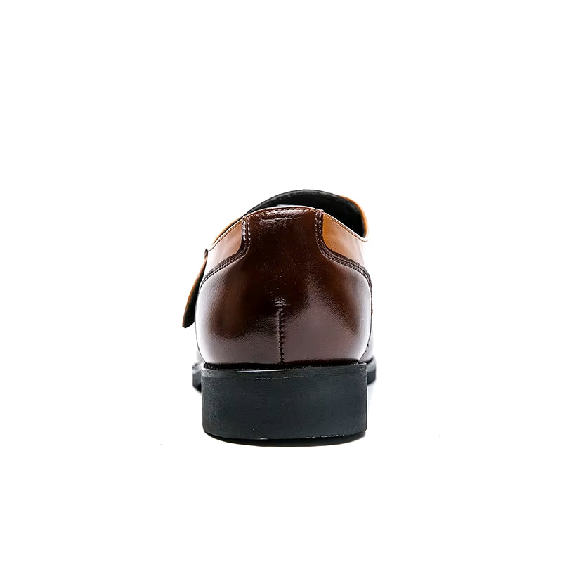 Stylowe męskie buty z paskiem typu monk, zapinane na klamrę, zapewniające elegancki wygląd