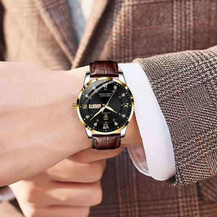 Wasserdichte Herrenarmbanduhr mit leuchtendem Zifferblatt für stilvollen Komfort