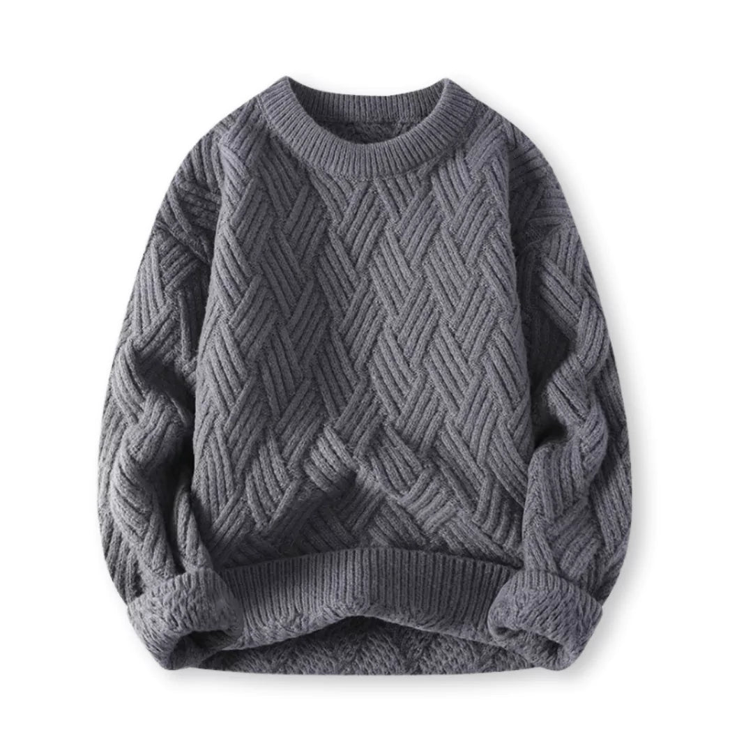 Męski sweter z wełny o splocie skośnym - ponadczasowy styl i przytulne ciepło