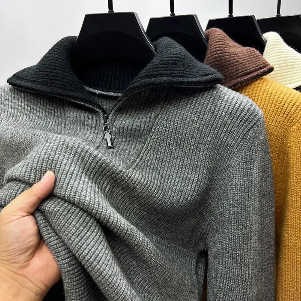 Damski sweter ze stójką i zamkiem błyskawicznym - Modny i wygodny