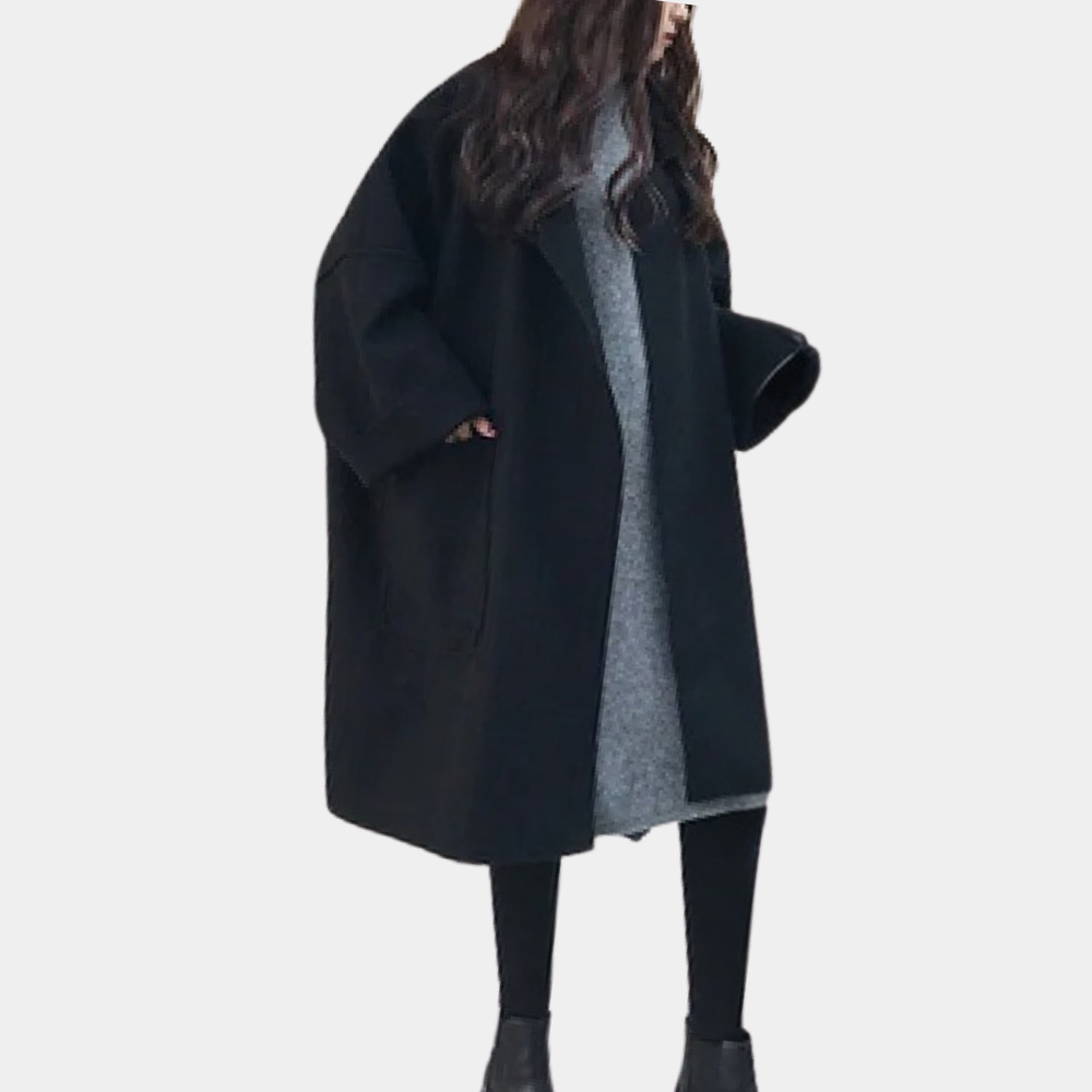 Elegancki długi płaszcz damski oversize w modnym stylu