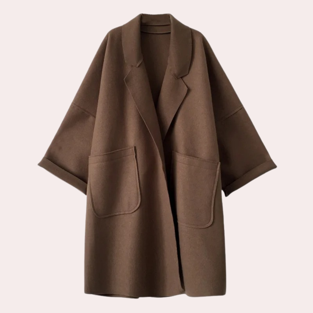 Elegancki długi płaszcz damski oversize w modnym stylu