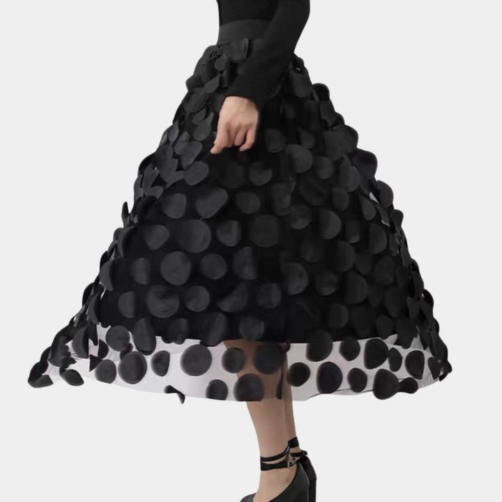 Elegante Damesrok met Hoge Taille en 3D Polka Dot - Seraphine voor een stijlvolle uitstraling